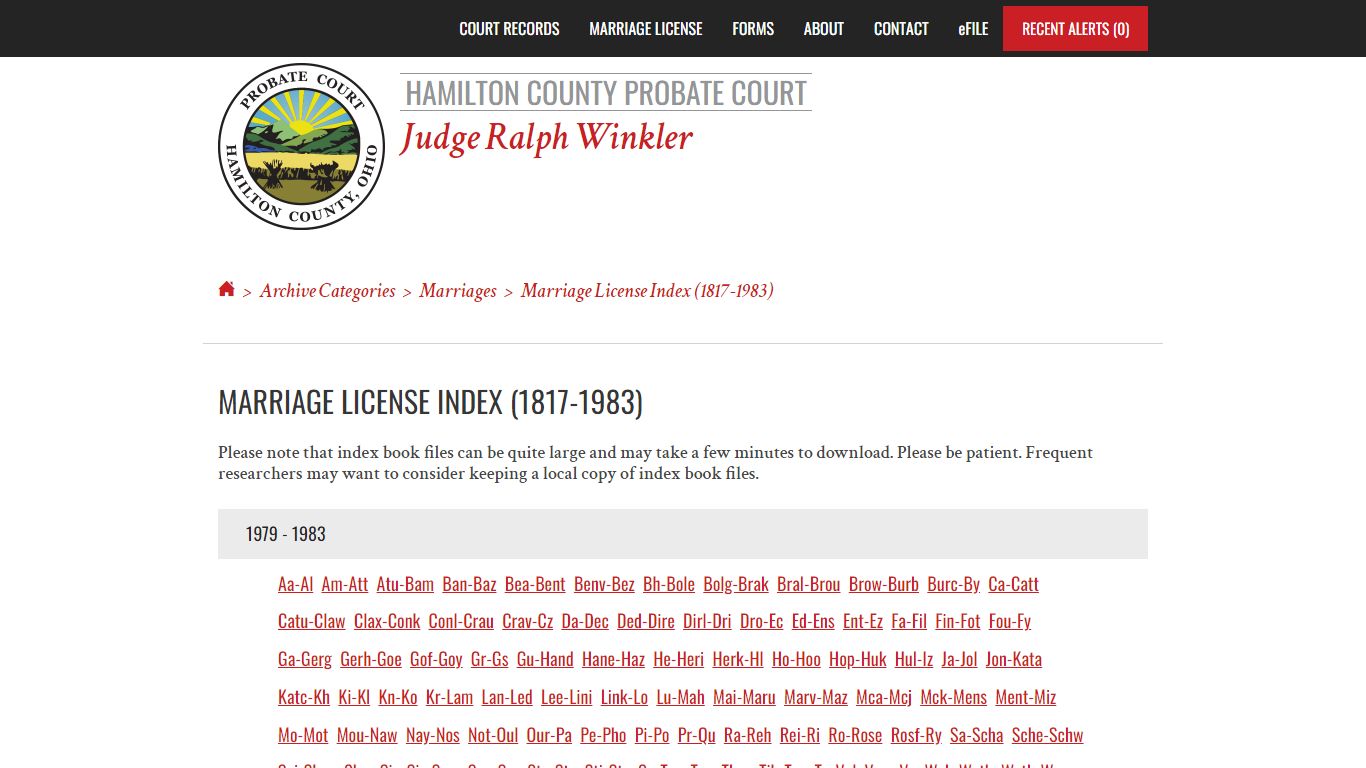 Marriage License Index (1817-1983) - probatect.org